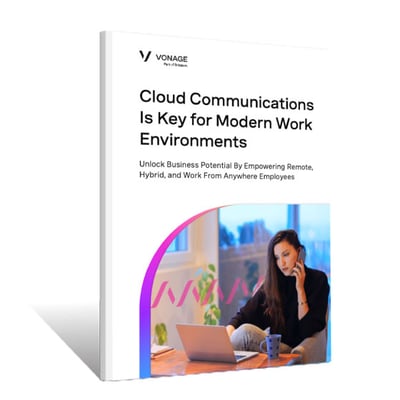 Image of an ebook cover that shows a woman working remotely with a laptop and the title of the ebook