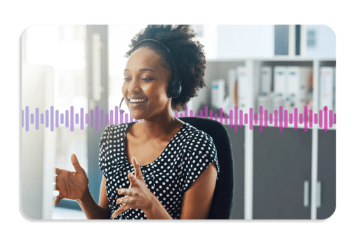 Customer service agent on headset giving a great experience to customer